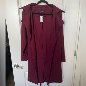 Love Tree Burgundy Trench Coat NWT